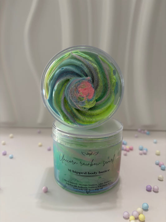 Unicorn rainbow swirl, whipped body butter