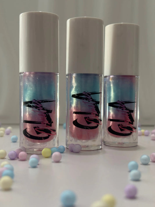Cotton candy swirl, shimmer lip gloss