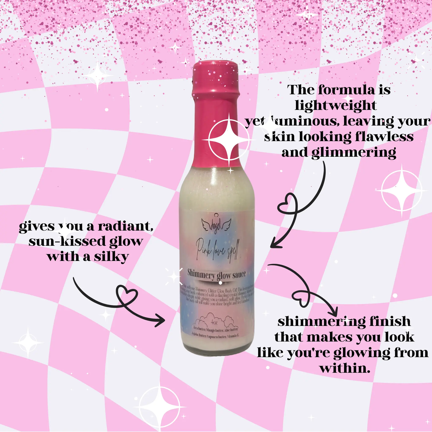 Body Oil Shimmery Sauce Pink Love Spell