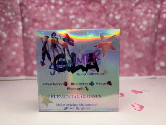 4-piece K-pop, fruity lip, gloss, shimmer, and clear lip gloss collection